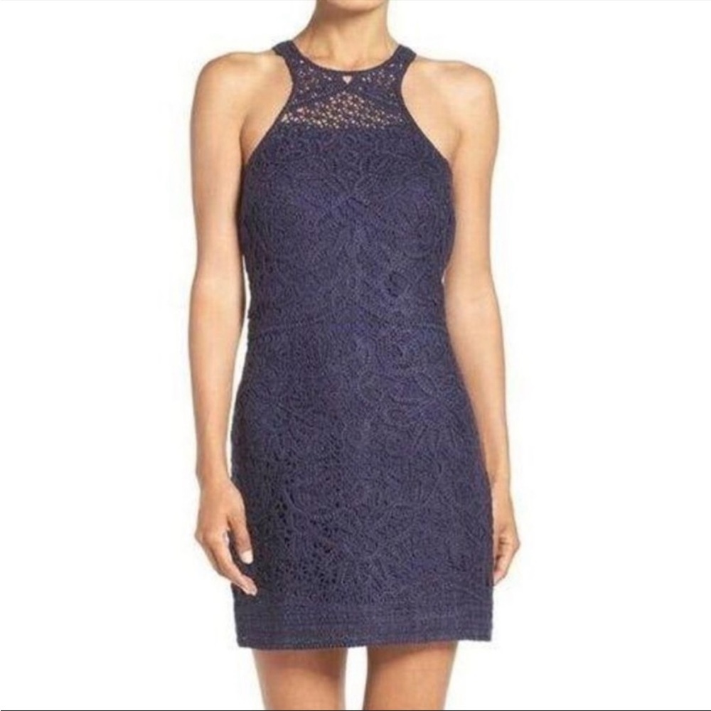 Lily Pulitzer navy blue high neck crochet dress
